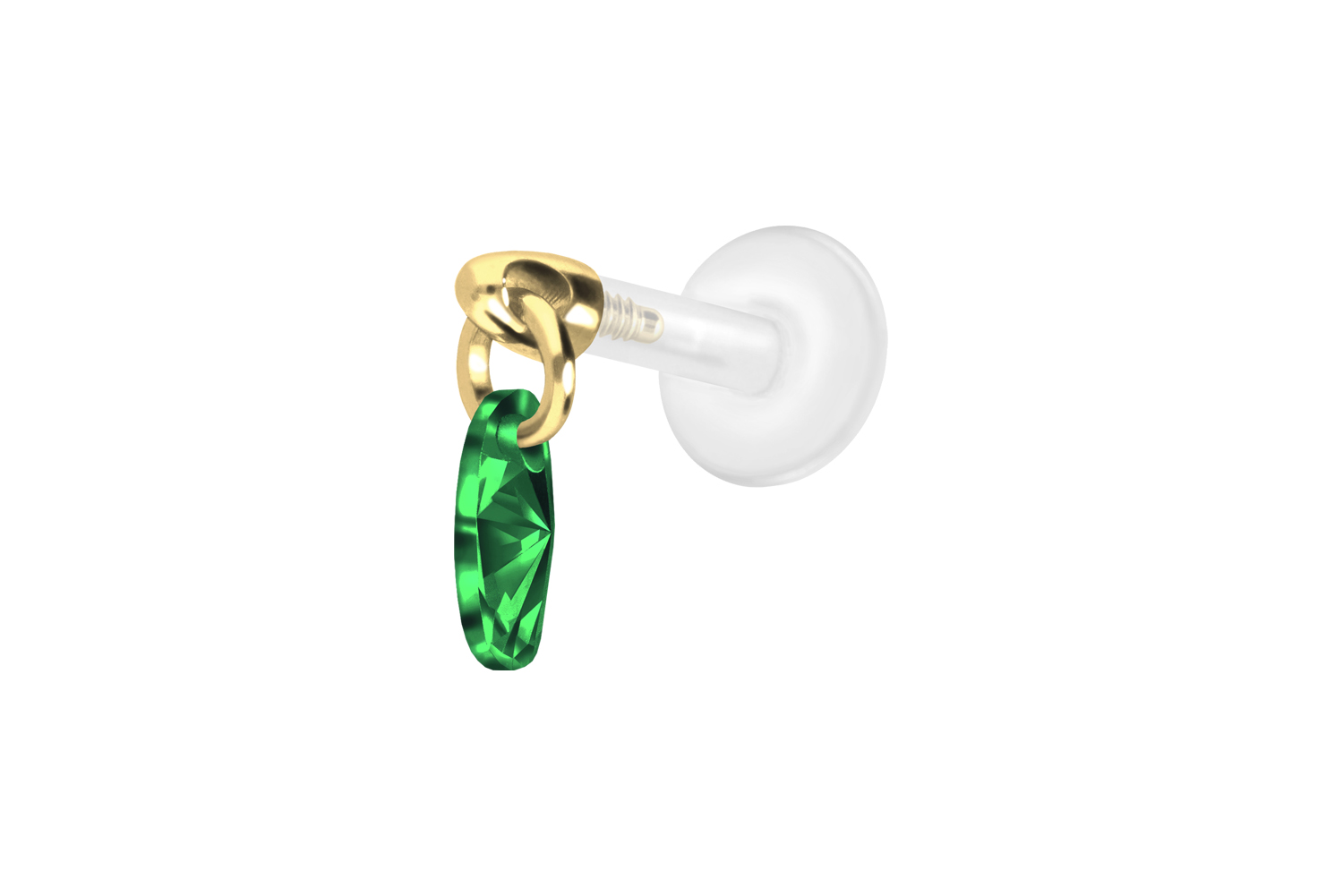 PTFE Labret Piercing mit Innengewinde + Titan-Aufsatz KRISTALLOVAL